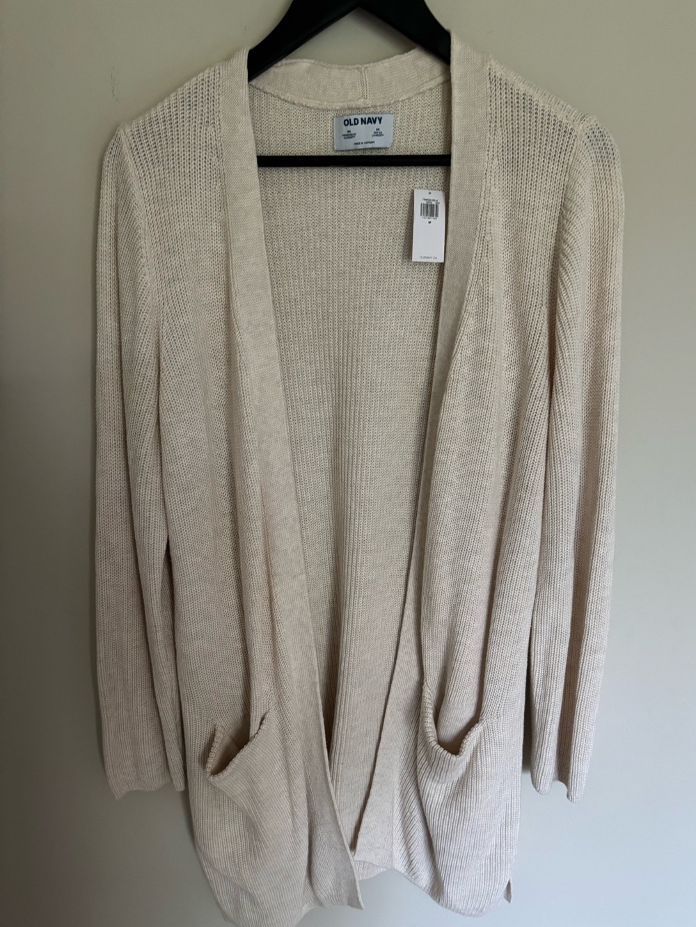 Old Navy Women's Cream Open-Front Knit Cardigan